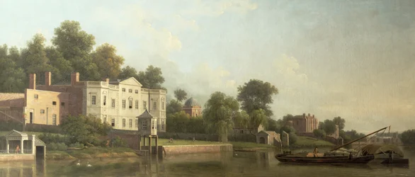 Ein Blick auf Popes Villa am Fluss Thames in Twickenham